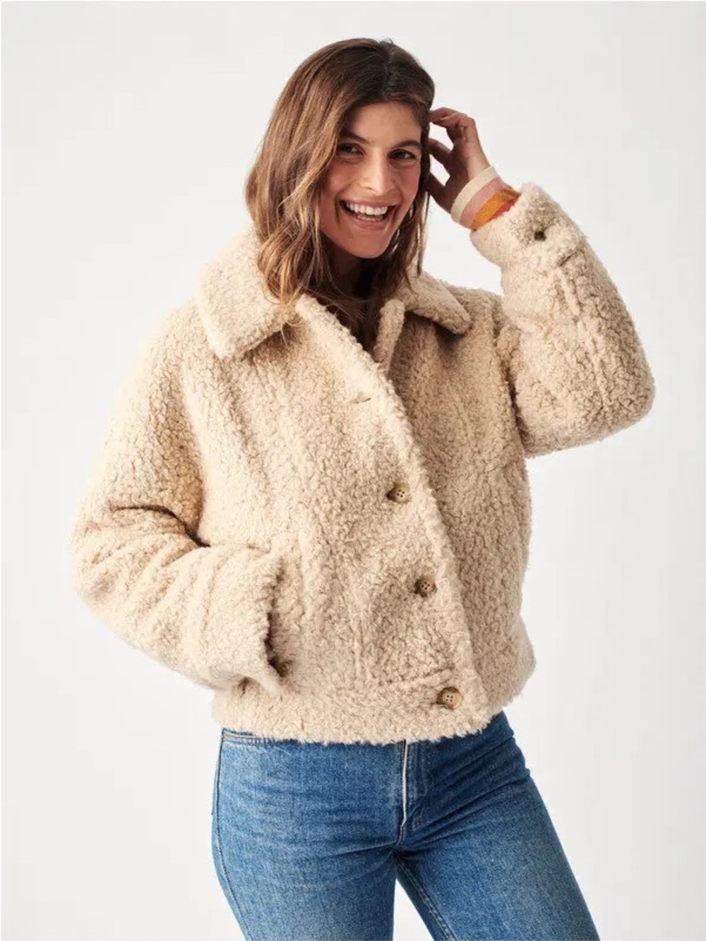 Faherty Timber Ridge High Pile Jacket In Snowfall